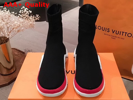 Louis Vuitton LV Archlight Sneaker Boot Black and Fuchsia Stretch Textile 1A52JR Replica