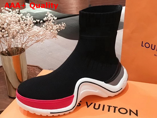 Louis Vuitton LV Archlight Sneaker Boot Black and Fuchsia Stretch Textile 1A52JR Replica