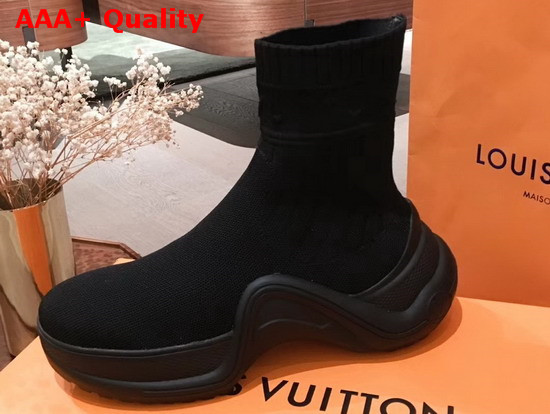 Louis Vuitton LV Archlight Sneaker Boot in Black Stretch Textile 1A52LN Replica