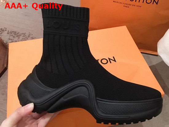 Louis Vuitton LV Archlight Sneaker Boot in Black Stretch Textile 1A52LN Replica