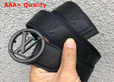 Louis Vuitton LV Circle 40mm Belt Black Monogram Shadow Calf Leather and Navy Blue Webbed Lining and Trim M0114U Replica