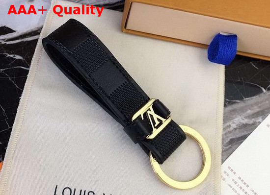 Louis Vuitton LV Dragonne Key Holder in Black Damier Infini Cowhide Leather Replica