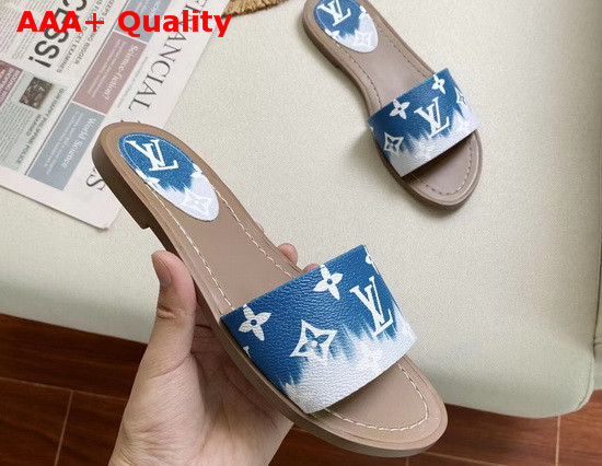 Louis Vuitton LV Escale Lock It Flat Mule Bleu 1A7TO6 Replica