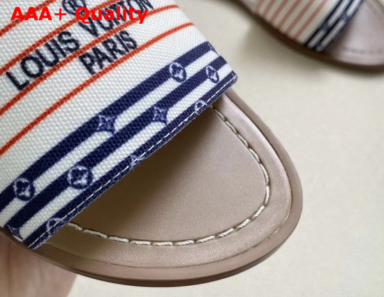 Louis Vuitton LV Escale Lock It Flat Mule in Cotton Canvas with Printed Stripes 1A7U3E Replica