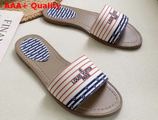 Louis Vuitton LV Escale Lock It Flat Mule in Cotton Canvas with Printed Stripes 1A7U3E Replica