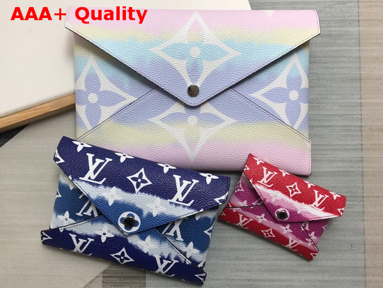 Louis Vuitton LV Escale Pochette Kirigami Pastel Blue Red Monogram Coated Canvas M69119 Replica