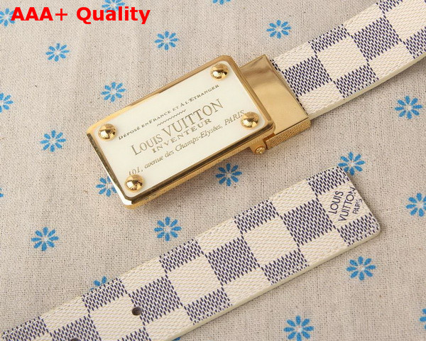 Louis Vuitton LV Inventeur 35MM Reversible Strap White Damier Azur Canvas Replica