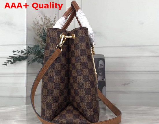 Louis Vuitton LV Riverside Tote Beige Namibie Damier Ebene Coated Canvas and Taurillon Grained Leather N40256 Replica