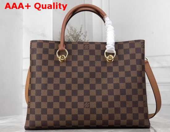 Louis Vuitton LV Riverside Tote Beige Namibie Damier Ebene Coated Canvas and Taurillon Grained Leather N40256 Replica