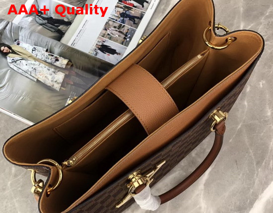 Louis Vuitton LV Riverside Tote Beige Namibie Damier Ebene Coated Canvas and Taurillon Grained Leather N40256 Replica