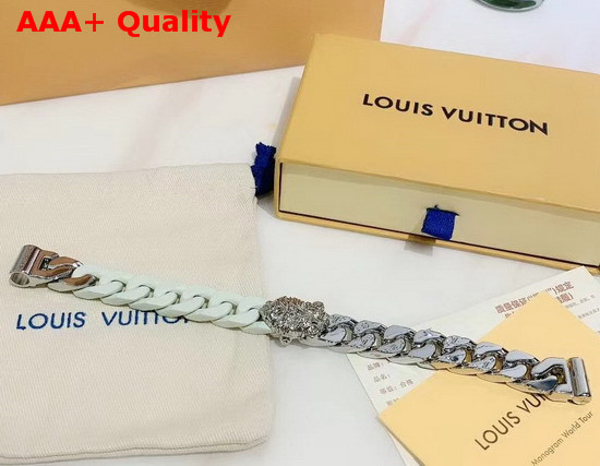 Louis Vuitton LV Sculpture Bracelet Mist Green Ceramic and Silver Hardware MP2630 Replica