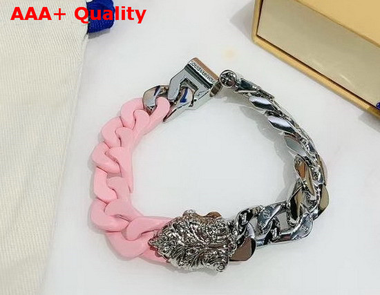 Louis Vuitton LV Sculpture Bracelet Pink Ceramic and Silver Hardware Replica