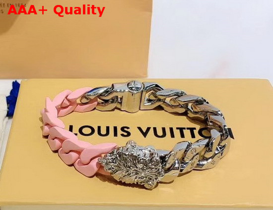 Louis Vuitton LV Sculpture Bracelet Pink Ceramic and Silver Hardware Replica