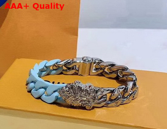 Louis Vuitton LV Sculpture Bracelet Turquoise Ceramic and Silver Hardware Replica