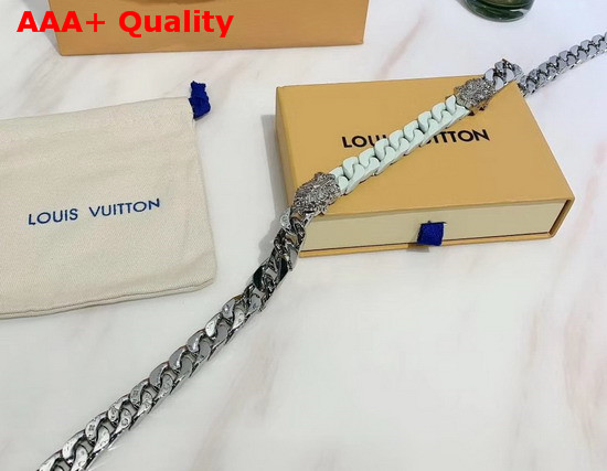 Louis Vuitton LV Sculpture Necklace Mist Green Ceramic and Silver Hardware MP2632 Replica