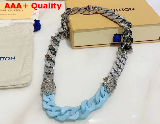 Louis Vuitton LV Sculpture Necklace Turquoise Ceramic and Silver Hardware Replica