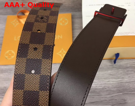 Louis Vuitton LV Sunset 40mm Reversible Belt in Damier Ebene Canvas and Brown Calf Leather Lining Replica