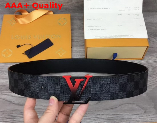 Louis Vuitton LV Sunset 40mm Reversible Belt in Damier Graphite Canvas and Black Calf Leather Lining Replica