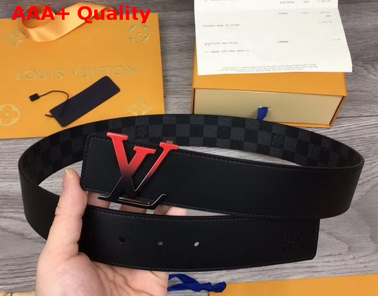 Louis Vuitton LV Sunset 40mm Reversible Belt in Damier Graphite Canvas and Black Calf Leather Lining Replica