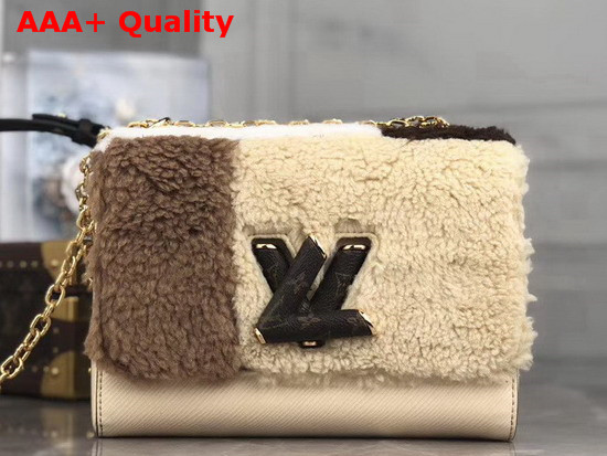 Louis Vuitton LV Teddy Twist MM Handbag in Beige and Brown Shearling and Epi Leather M55450 Replica