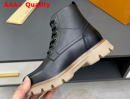 Louis Vuitton Lace Up Boot in Black Calf Leather for Men Replica