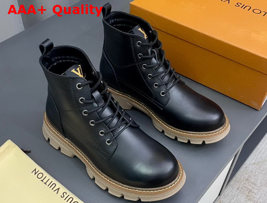 Louis Vuitton Lace Up Boot in Black Calf Leather for Men Replica