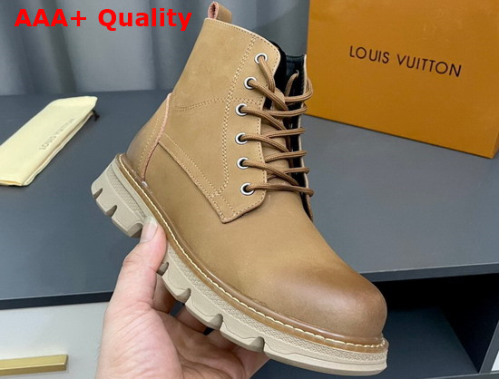 Louis Vuitton Lace Up Boot in Tan Calf Leather for Men Replica