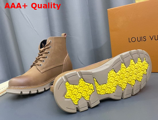 Louis Vuitton Lace Up Boot in Tan Calf Leather for Men Replica