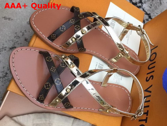 Louis Vuitton Landscape Sandal Metallic Calf Leather and Patent Monogram Canvas 1A3UX8 Replica