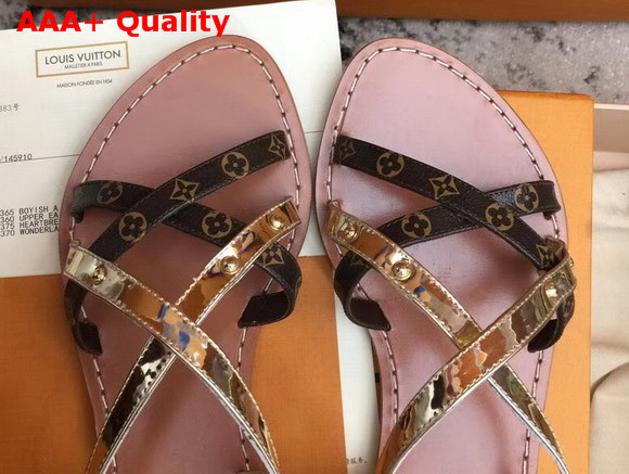 Louis Vuitton Landscape Sandal Metallic Calf Leather and Patent Monogram Canvas 1A3UX8 Replica