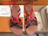 Louis Vuitton Landscape Sandal Metallic Calf Leather and Patent Monogram Canvas Red Replica