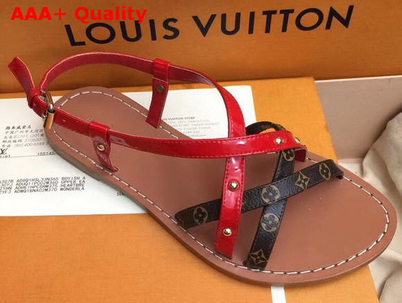 Louis Vuitton Landscape Sandal Metallic Calf Leather and Patent Monogram Canvas Red Replica