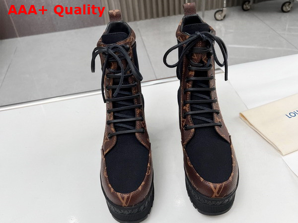 Louis Vuitton Laureate Desert Boot in Black Textile and Patent Monogram Canvas Replica