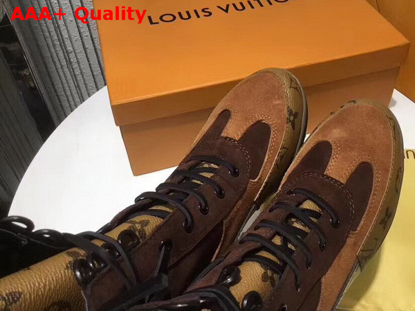 Louis Vuitton Laureate Platform Desert Boot Brown Suede Calf Leather and Patent Monogram Canvas 1A2ZBo Replica