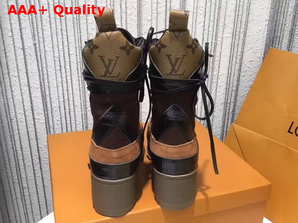 Louis Vuitton Laureate Platform Desert Boot Brown Suede Calf Leather and Patent Monogram Canvas 1A2ZBo Replica