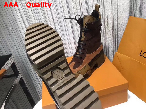 Louis Vuitton Laureate Platform Desert Boot Brown Suede Calf Leather and Patent Monogram Canvas 1A2ZBo Replica