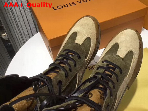 Louis Vuitton Laureate Platform Desert Boot Suede Calf Leather and Patent Monogram Canvas Replica