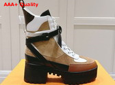 Louis Vuitton Laureate Platform Desert Boot in Beige Suede and Plain Calf Leather 1AD24J Replica