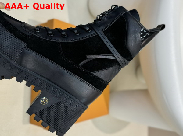 Louis Vuitton Laureate Platform Desert Boot in Black Suede and Plain Calf Leather 1AD25F Replica