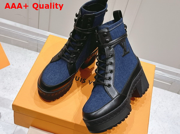 Louis Vuitton Laureate Platform Desert Boot in Dark Blue Denim 1ACH8U Replica