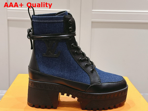 Louis Vuitton Laureate Platform Desert Boot in Dark Blue Denim 1ACH8U Replica