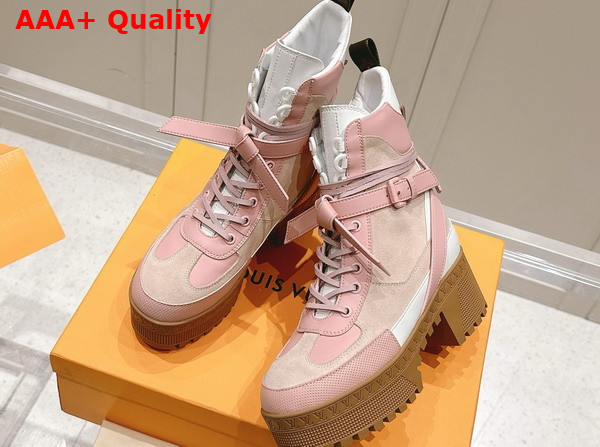 Louis Vuitton Laureate Platform Desert Boot in White and Pink Suede and Plain Calf Leather 1AD23N Replica