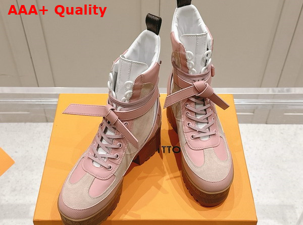 Louis Vuitton Laureate Platform Desert Boot in White and Pink Suede and Plain Calf Leather 1AD23N Replica