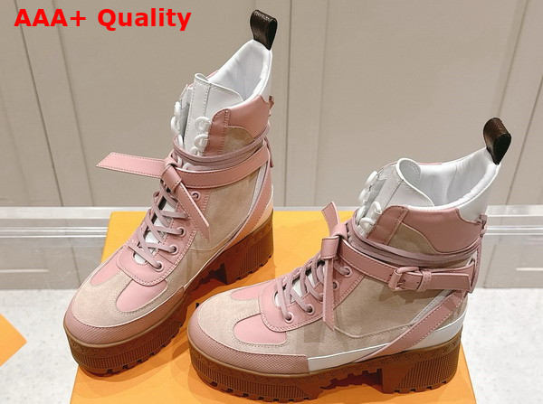 Louis Vuitton Laureate Platform Desert Boot in White and Pink Suede and Plain Calf Leather 1AD23N Replica