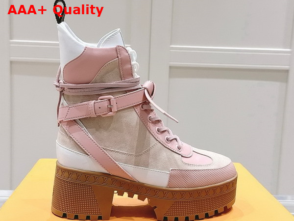 Louis Vuitton Laureate Platform Desert Boot in White and Pink Suede and Plain Calf Leather 1AD23N Replica