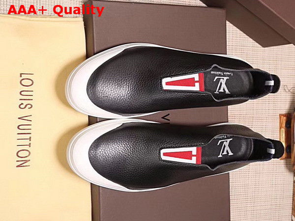 Louis Vuitton Leather Loafer Shoes in Black Grained Calf Leather Replica