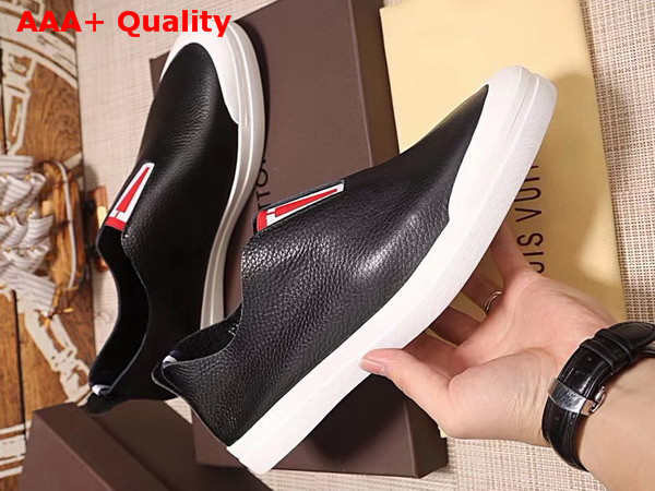 Louis Vuitton Leather Loafer Shoes in Black Grained Calf Leather Replica