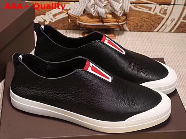 Louis Vuitton Leather Loafer Shoes in Black Grained Calf Leather Replica