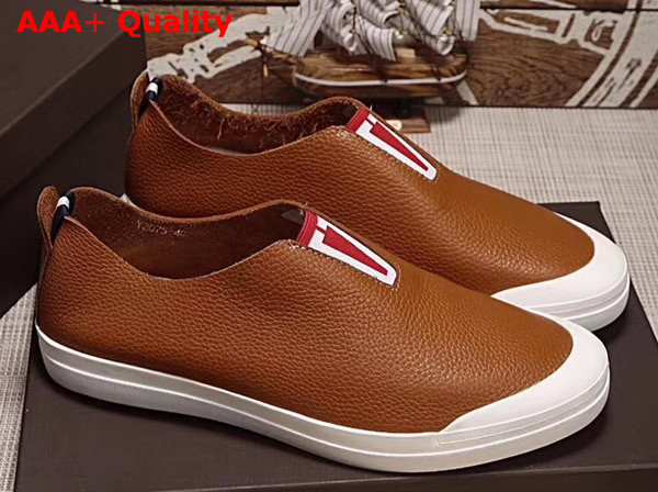 Louis Vuitton Leather Loafer Shoes in Brown Grained Calf Leather Replica