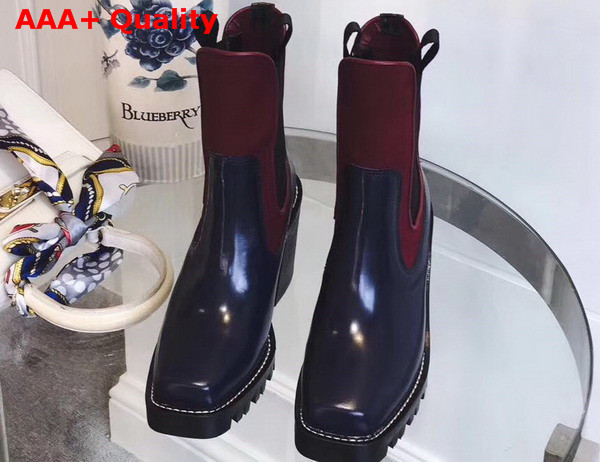 Louis Vuitton Limitless Ankle Boot Navy Blue Glazed Calf Leather with Elastic inserts on Both Sides Replica